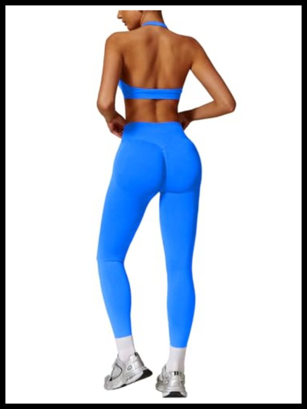 Seamless 2 Piece Workout Set Halter Sports Bra Scrunch Leggings Gym Yoga